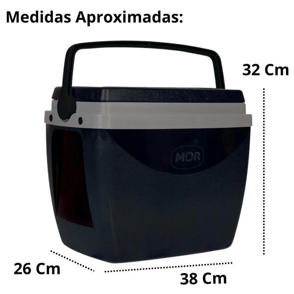 Imagem de Caixa Termica 18 Litros Preta Cooler com Alca Mor para Camping e Praia