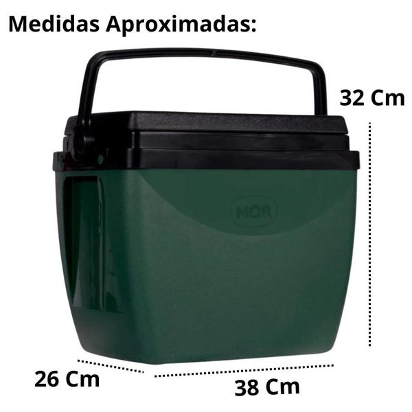 Imagem de Caixa Termica 18 Litros Verde e Preta Cooler com Alca Mor para Camping e Praia