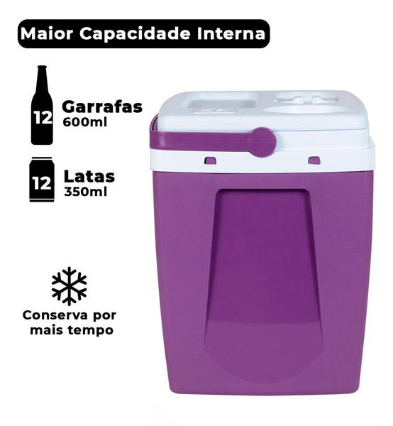 Imagem de Caixa Térmica 19 Litros Alça 26 Latinhas 350ml Sem BPA Com Suporte Latinha Tampa Divesas Cores - BEL