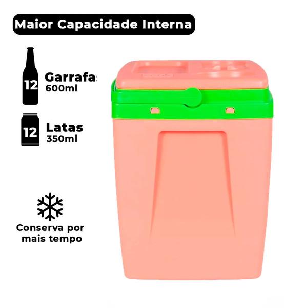 Imagem de Caixa Térmica 19 Litros Alça 26 Latinhas 350ml Sem BPA Com Suporte Latinha Tampa Divesas Cores - BEL