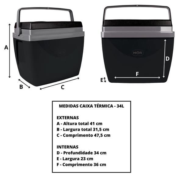 Imagem de Caixa Térmica 34 L Com Alça Capacidade 50 Latas Preta Mor