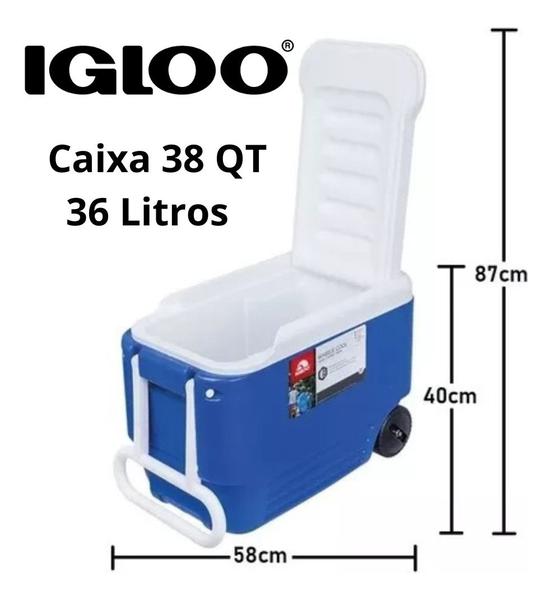 Imagem de Caixa Térmica 36lt Wheelie Cool 38 Qt Azul Importada Igloo