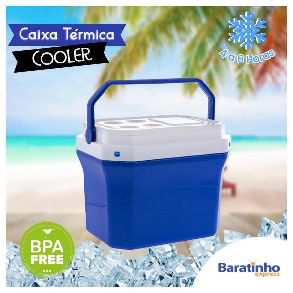 Imagem de Caixa Térmica Azul Cooler 40 Litros C/ Alça Praia E Cerveja