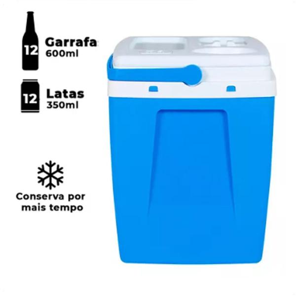 Imagem de Caixa Térmica Azul Cooler Alimentos Bebidas 19 Lts 24 Latas