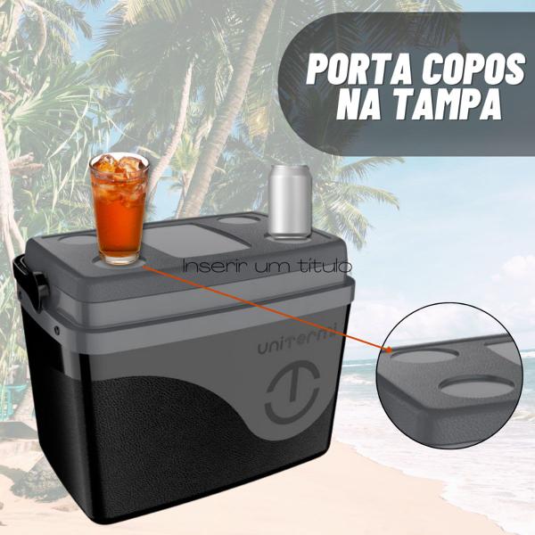 Imagem de Caixa Térmica Cooler 12 Latas Alça Porta Copo 7,5L Unitermi