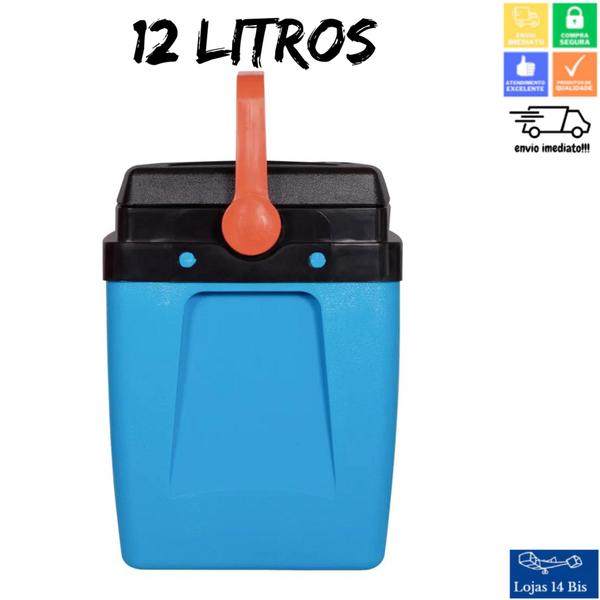 Imagem de Caixa Térmica Cooler 12 Litros Azul C/ Laranja C/ Alça Mor