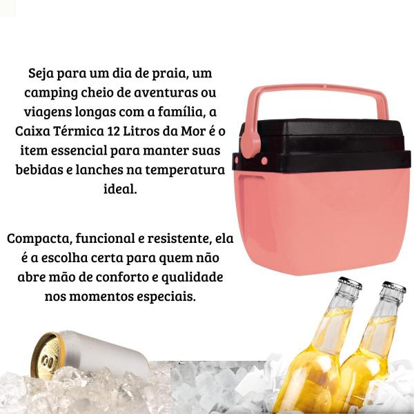 Imagem de Caixa Térmica Cooler 12 Litros com Alça e Porta Copos na Tampa Resistente Praia Camping