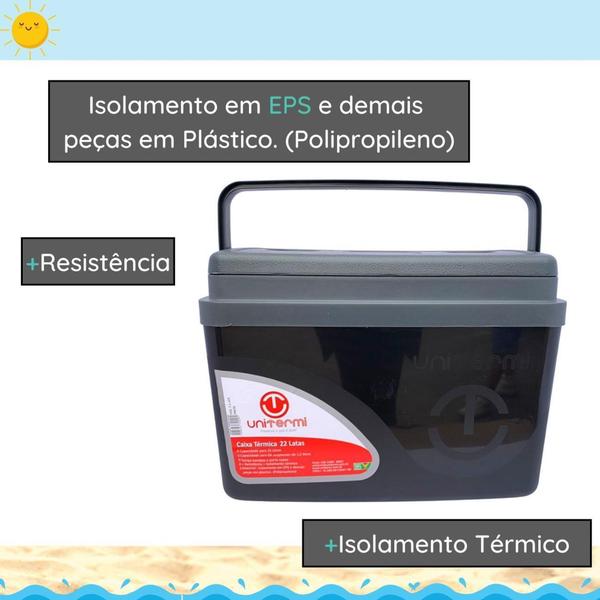 Imagem de Caixa térmica Cooler 15L Alça Tampa bandeja Floripa Unitermi Cerveja Água Suco Praia Churrasco