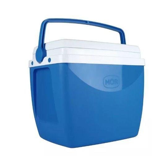 Imagem de Caixa Térmica Cooler 18 L Azul Com Alça e Porta Copos Mor