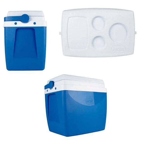 Caixa Térmica Cooler 18 Litros Azul Com Alça e Suporte para Latas e Garrafa Mor Imagem de Caixa Térmica Cooler 18 Litros Azul Com Alça e Suporte para Latas e Garrafa Mor