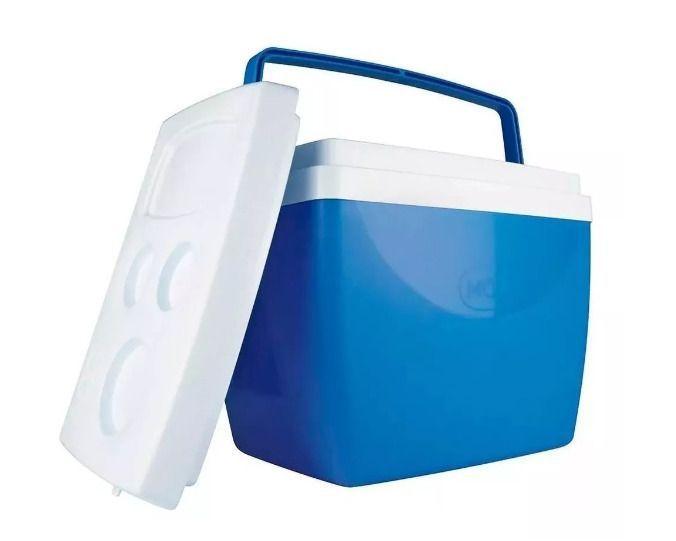 Imagem de Caixa Térmica Cooler 26 L Azul Com Alça e Porta Copos Mor