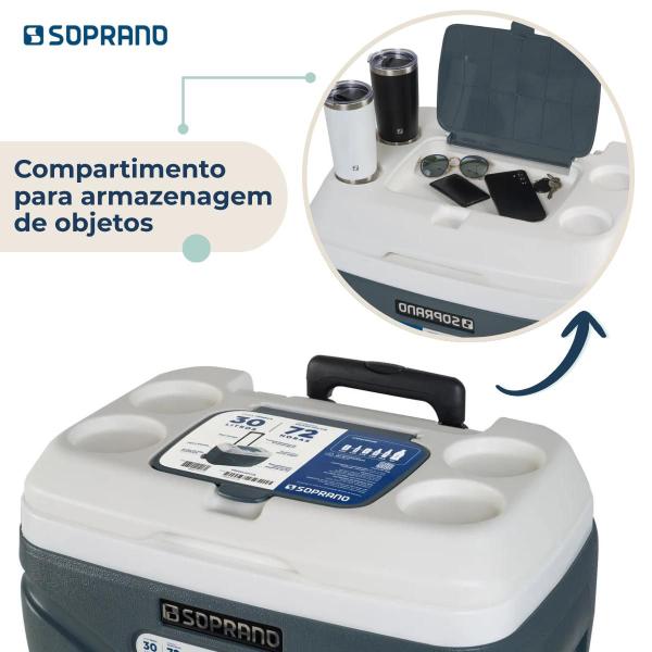 Caixa Térmica Cooler 30 Litros Com Rodinhas e Alça Everest Soprano