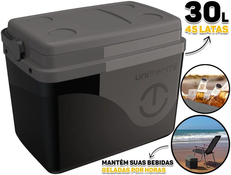 Imagem de Caixa Térmica Cooler 30 Litros Para Praia Camping Viagem Com Alça 45 Latas Cores Variadas Unitermi