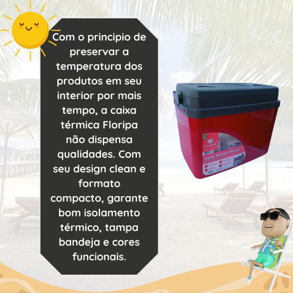 Imagem de Caixa térmica Cooler 30L Alça Tampa bandeja Floripa Unitermi Cerveja Água Suco Praia Churrasco