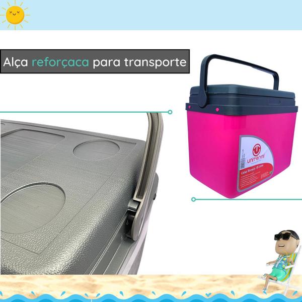 Imagem de Caixa térmica Cooler 30L Alça Tampa bandeja Floripa Unitermi Cerveja Água Suco Praia Churrasco