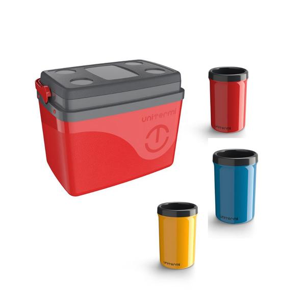 Imagem de Caixa Térmica Cooler 30l Unitermi Vermelho + 3 Portas lata 350ml