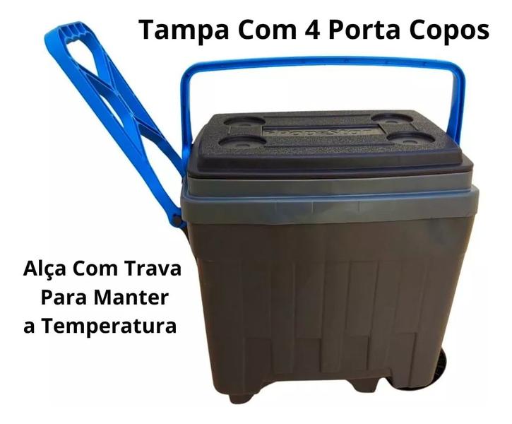 Imagem de Caixa Térmica Cooler 34 L Com Roda Pesca Camping Praia Antar