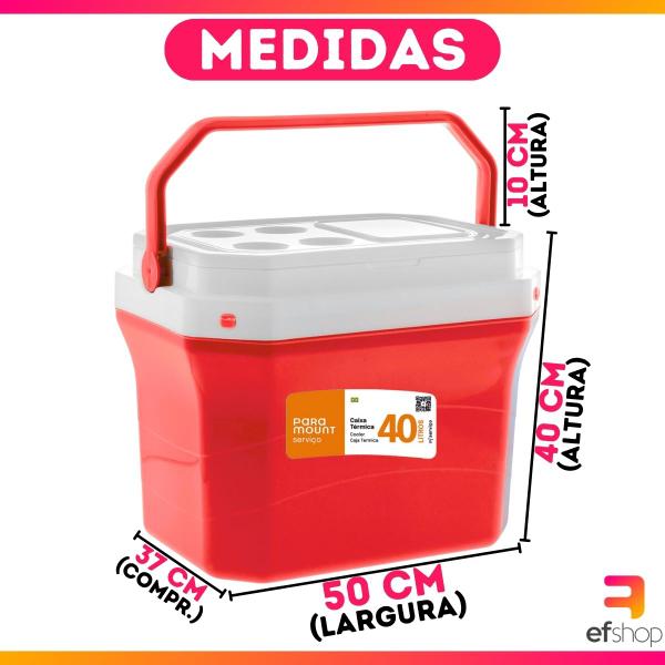 Imagem de Caixa Térmica Cooler 40L Praia Piscina Camping c/ Alça Com Porta Copo na Tampa