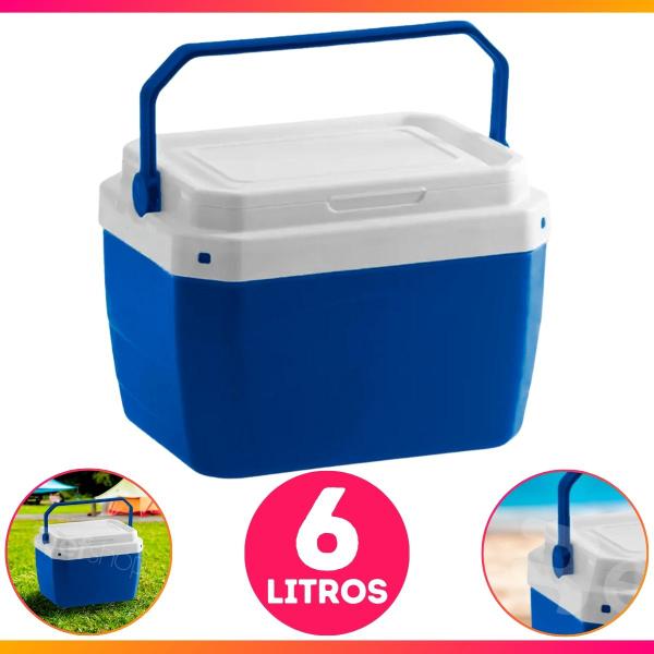 Imagem de Caixa Térmica Cooler 6 Litros 9 Latas Praia Camping Piscina Com Alça