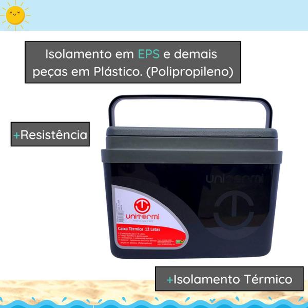 Imagem de Caixa térmica Cooler 7,5L Alça Tampa bandeja Floripa Unitermi Cerveja Água Suco Praia Churrasco