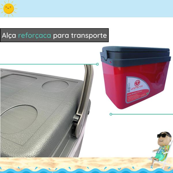 Imagem de Caixa térmica Cooler 7,5L Alça Tampa bandeja Floripa Unitermi Cerveja Água Suco Praia Churrasco