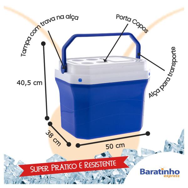 Imagem de Caixa Térmica Cooler Azul 40 Litros C/ Alça Praia E Cerveja