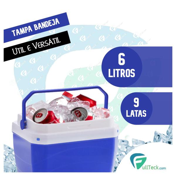 Imagem de Caixa Térmica Cooler Azul 6 Litros Com Alça Praia E Cerveja