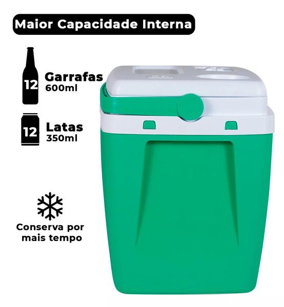 Imagem de Caixa Térmica Cooler Culler Culer 19L Cor Hortelã 24 Latas Para Camping Praia Piscina Pesca Tampa Encaixe Latinhas