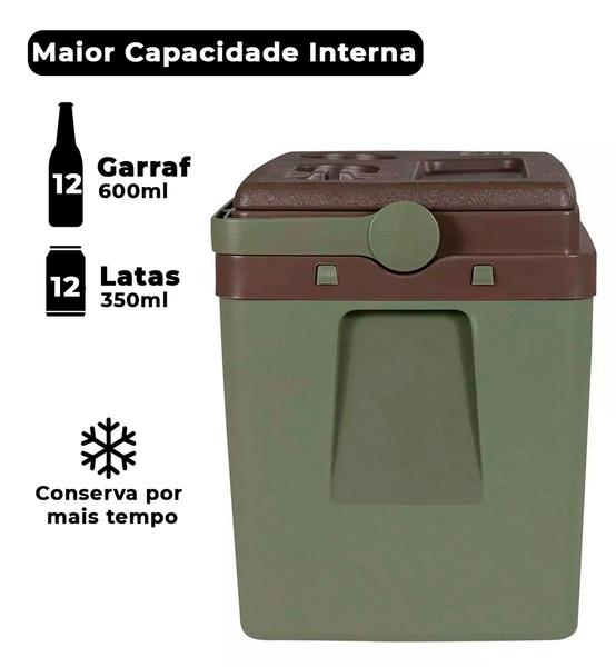 Imagem de Caixa Térmica Cooler Culler Culer 19L Cores Variadas 24 Latas Para Camping Praia Piscina Pesca Tampa Encaixe Latinhas