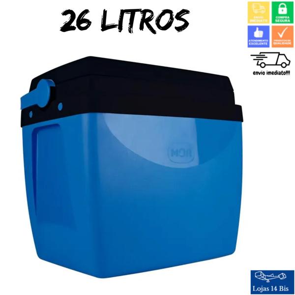 Imagem de Caixa Térmica Cooler Mor 18 Litros Com Alça Azul Com Preto