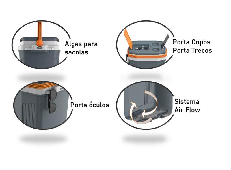 Imagem de Caixa Térmica Cooler Suv 20 Litros Air Flow Termolar Cinza