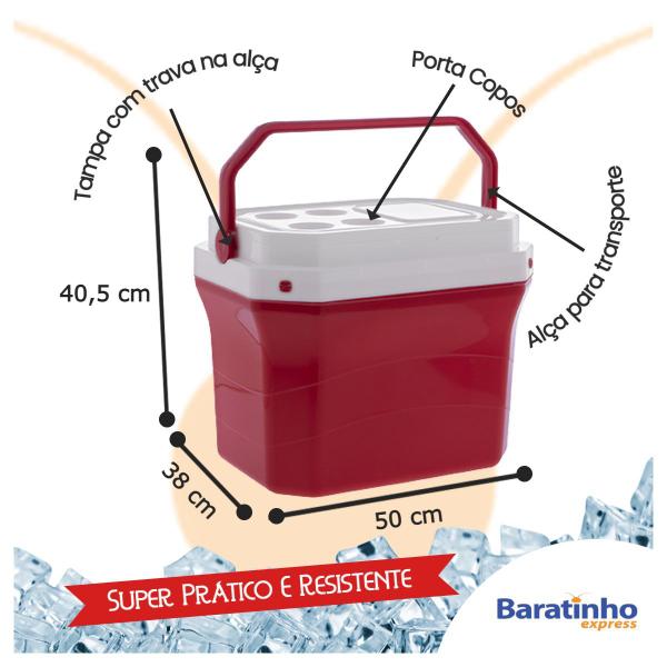 Imagem de Caixa Térmica Cooler Vermelho 40 Lts C/ Alça Praia E Cerveja