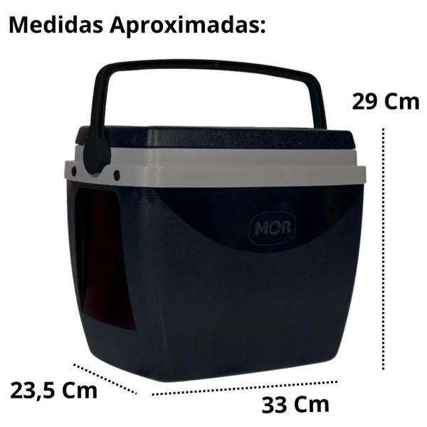 Imagem de Caixa Termica Preta Cooler 12 Litros com Alca Mor para Praia e Camping