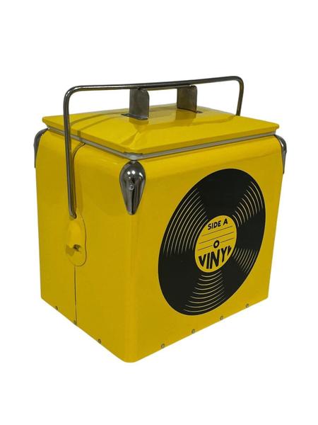 Imagem de Caixa Térmica Retrô 15 L Até 12 Latas Cooler Disco- Amarelo