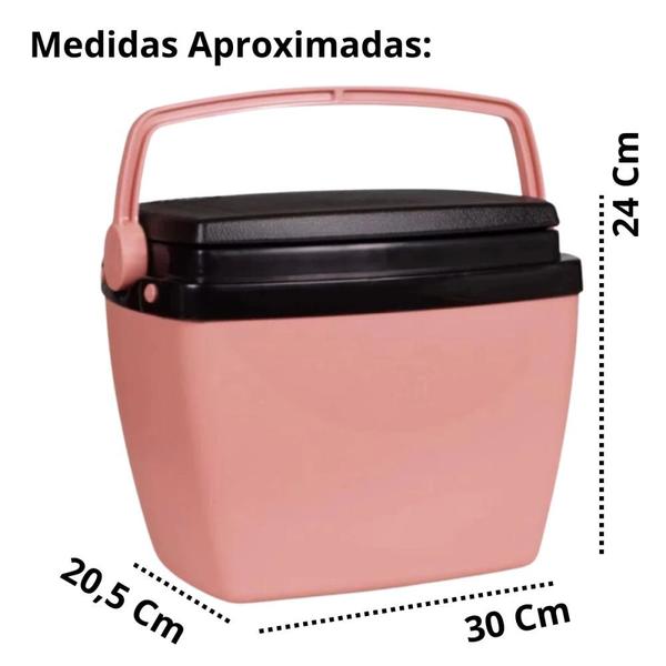 Imagem de Caixa Termica Rosa / Pessego Cooler Pequeno 6 Litros Mor / 8 Latas / para Lanches e Bebidas