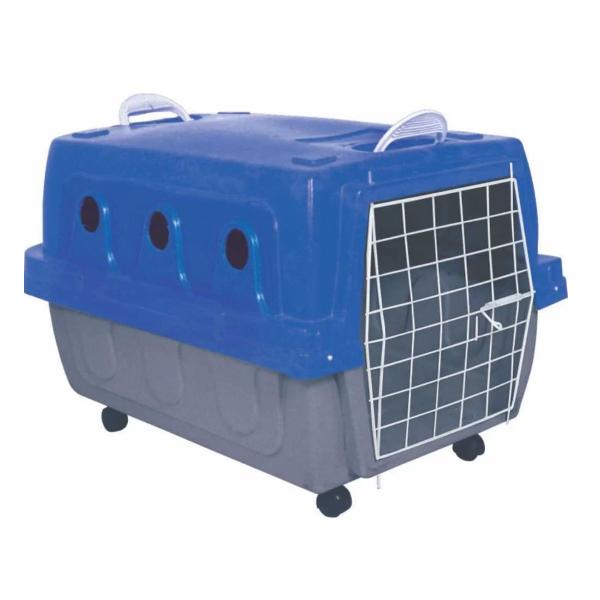 Imagem de Caixa Transporte Ideal Cães e Gatos Cinza Azul com Rodas N 4