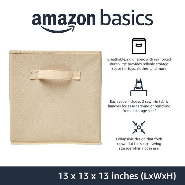 Imagem de Caixas de armazenamento Amazon Basics dobráveis 33x33x33cm Bege x6