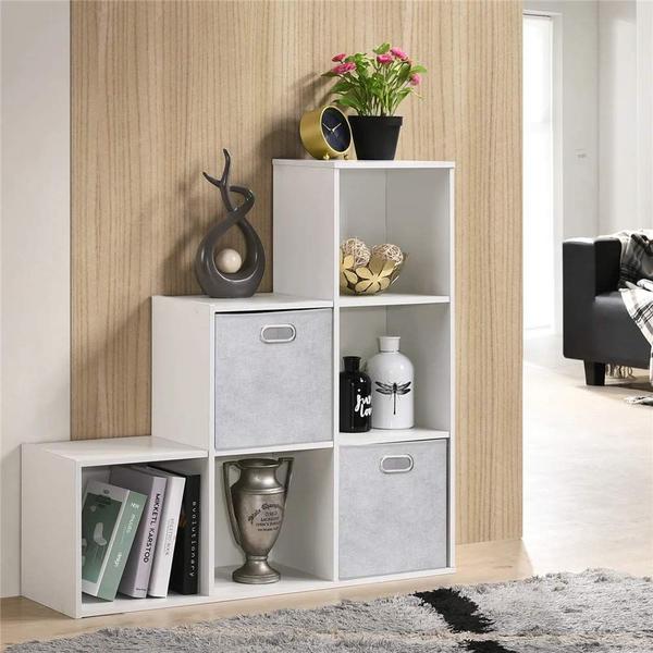 Imagem de Caixas de armazenamento HSDT Cube 27 x 27 x 28 cm Cinza Branco Conjunto de 6