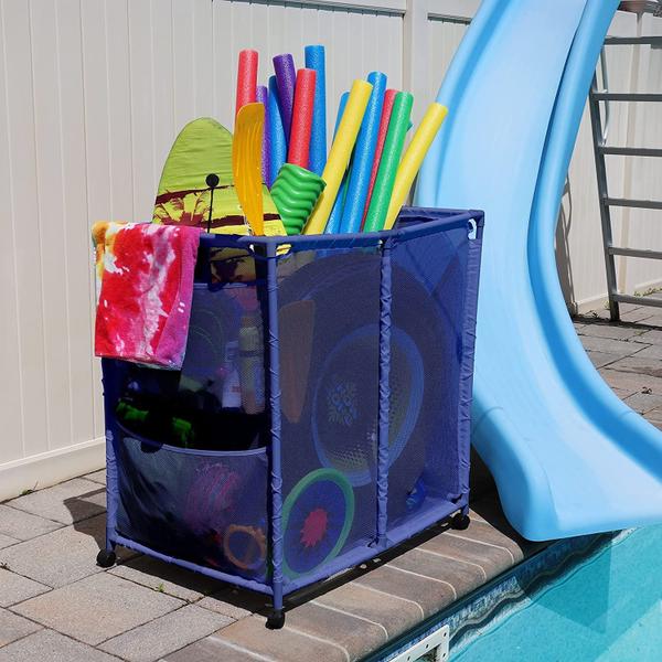 Imagem de Caixas de piscina, flutuadores de piscina, bolas, brinquedos e organizador de equipamentos