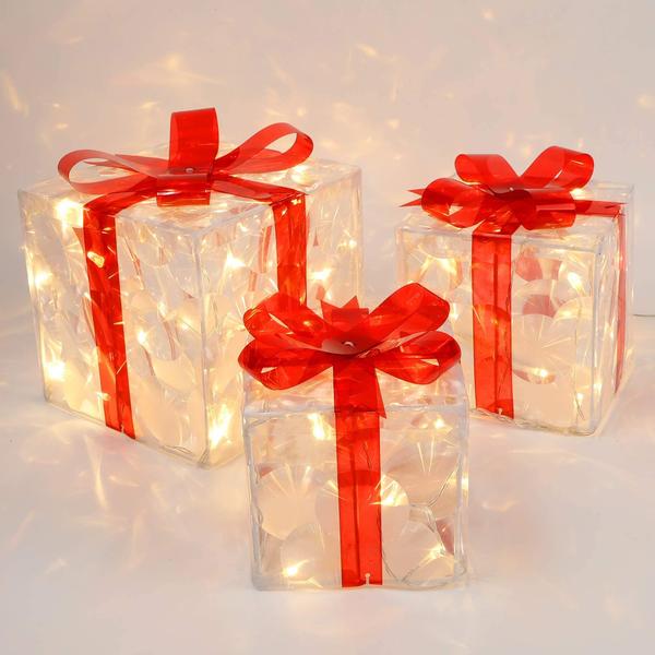 Imagem de Caixas iluminadas de Natal Lulu Home 60 LED Light Up, conjunto de 3