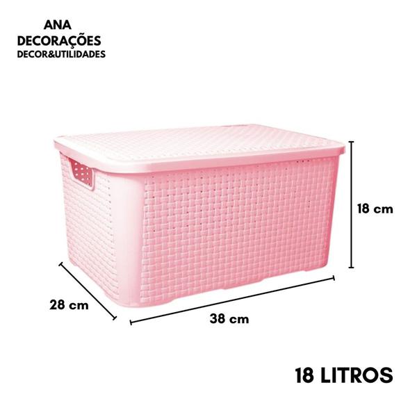 Caixas Organizadoras Cestos Multiuso 18 L Com Tampas Rattan - Ana Decorações Imagem de Caixas Organizadoras Cestos Multiuso 18 L Com Tampas Rattan