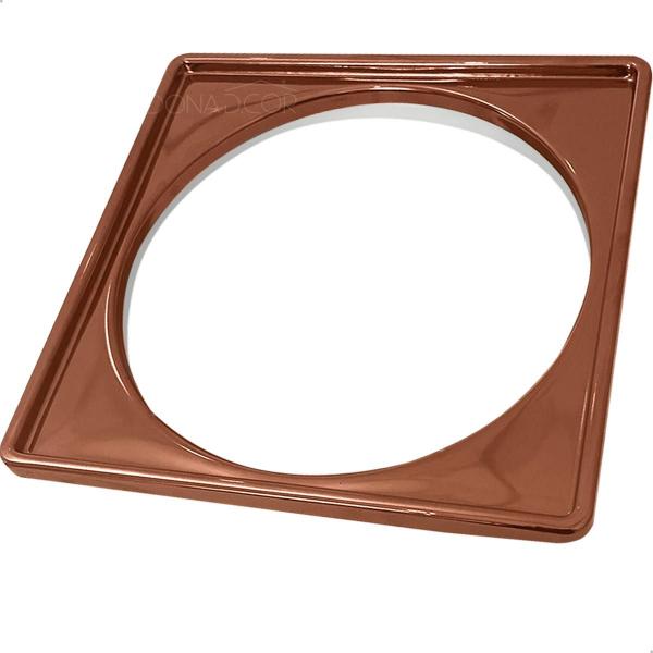 Imagem de Caixilho Rose Gold Porta Grelha 15x15 Aço Inox 304 Para Ralo Suporte Quadrado Porta Ralo Box Banheiro Lavanderia Ralo 15cm Para Quintal Sacada