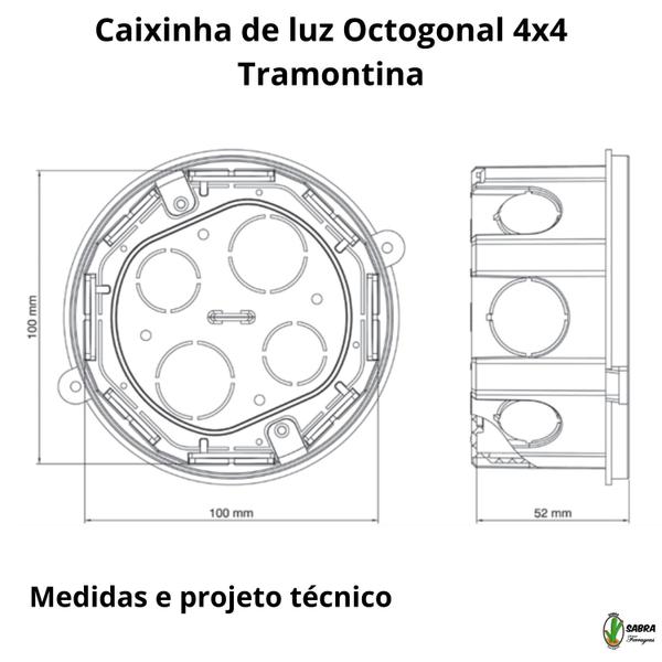 Imagem de Caixinha de luz de embutir octogonal 4x4 FMS Tramontina