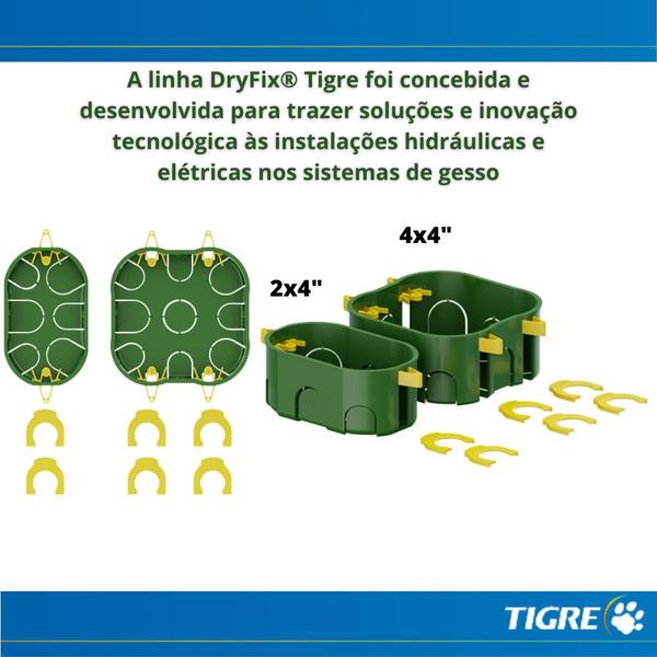 Imagem de Caixinha De Luz Elétrica Dry Wall PVC Verde Para Instalações Elétricas Dryfix 2”x4 Tigre