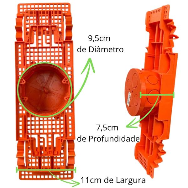 Imagem de Caixinha de Luz Para Teto Laje com Suporte Regulável de 30 á 37cm Tigre Laranja Construção