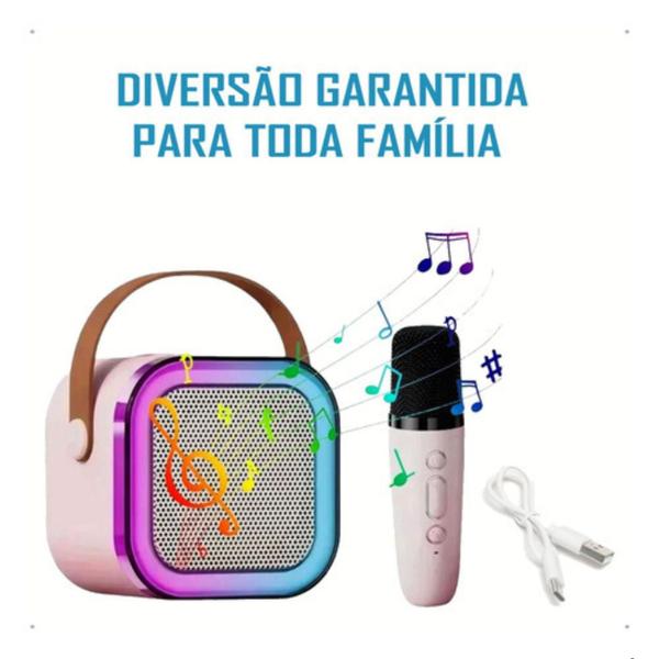 Imagem de Caixinha De Som Infantil Karaokê Infantil C/2 Microfones Sem Fio Bluetooth 