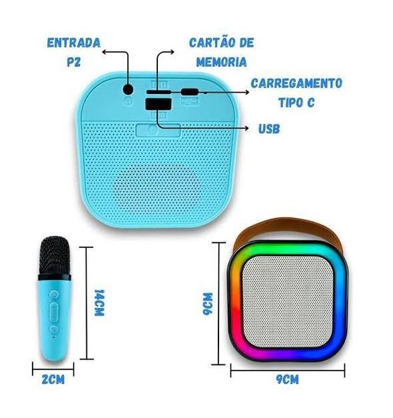 Caixinha de som Karaoke com microfone led RGB bluetooth muda voz colorida - Xtrad Imagem de Caixinha de som Karaoke com microfone led RGB bluetooth muda voz colorida