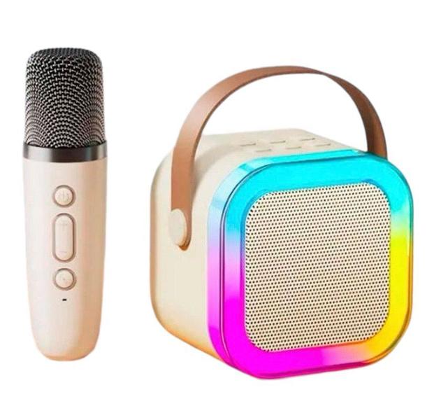 Caixinha de som Karaoke com microfone led RGB bluetooth muda voz colorida - Xtrad Imagem de Caixinha de som Karaoke com microfone led RGB bluetooth muda voz colorida