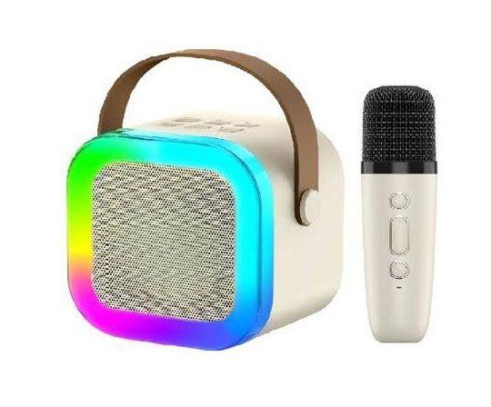 Caixinha de som Karaoke com microfone led RGB bluetooth muda voz colorida - Xtrad Imagem de Caixinha de som Karaoke com microfone led RGB bluetooth muda voz colorida