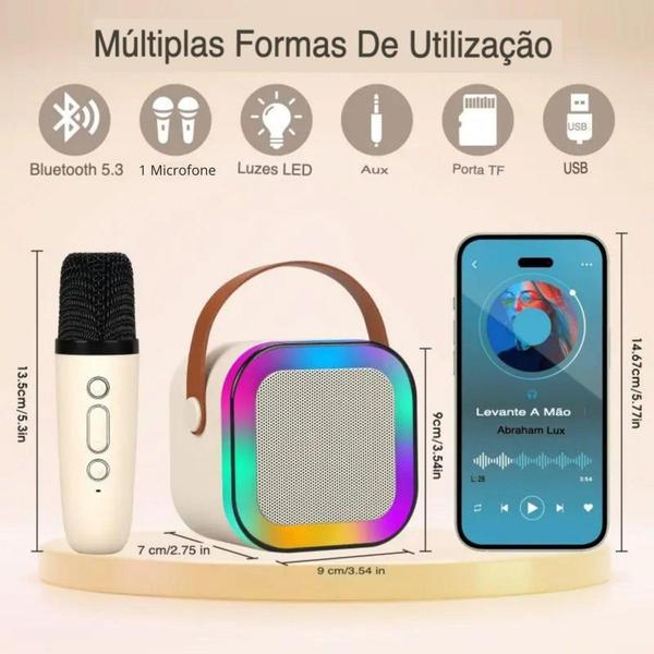 Caixinha de Som Muda Voz Microfone Karaoke Bluetooth Infantil - SAHS Imagem de Caixinha de Som Muda Voz Microfone Karaoke Bluetooth Infantil